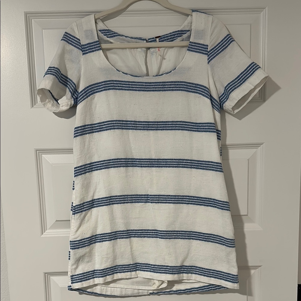 Free People Blue and White Striped Jumpsuit